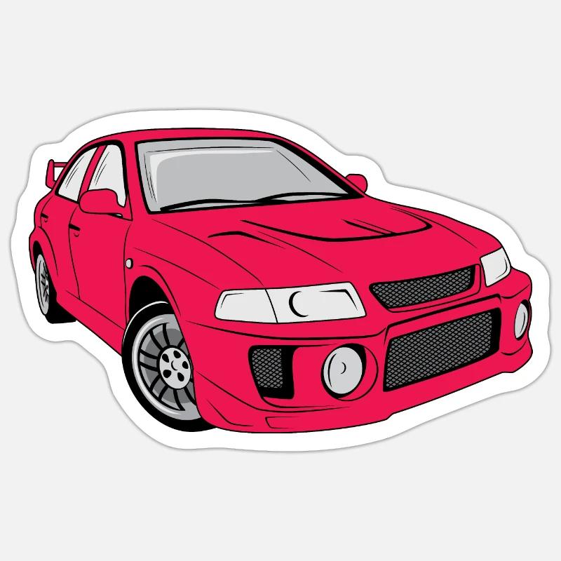Retro rotes Auto - Sticker Größe S (10 x 10 cm) - Mattweiß