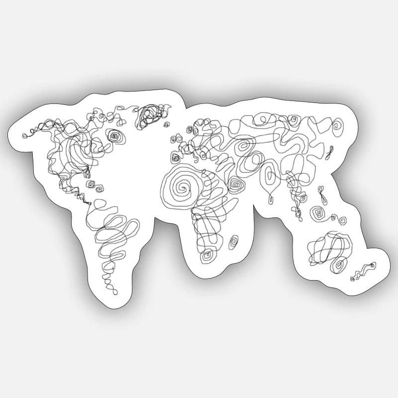 One world - world map - Sticker size S (10 x 10 cm) - white matte