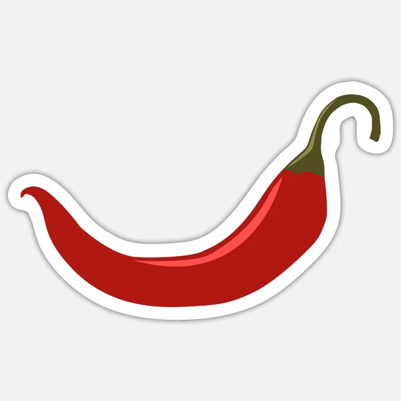 Chili - cuisiner - rire - épicé - Sticker taille S (10 x 10 cm) - blanc mat