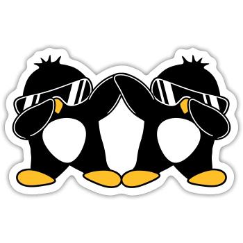 2 Pingouins Dab - Sticker taille S (10 x 10 cm) - blanc mat - Devant