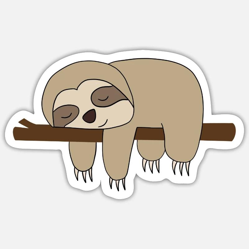 Schlafendes Faultier Comic Geschenkidee - Sticker Größe S (10 x 10 cm) - Mattweiß