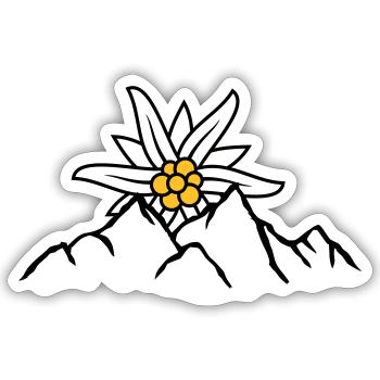 Sonne Bergblume Edelweiss - Sticker Größe S (10 x 10 cm) - Mattweiß - Vorne