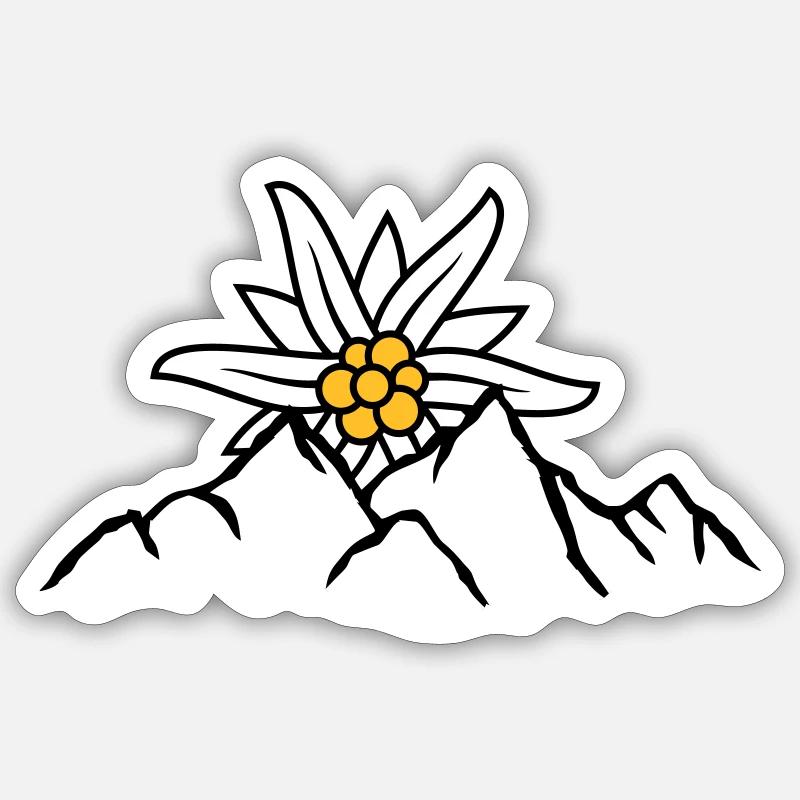 Sonne Bergblume Edelweiss - Sticker Größe S (10 x 10 cm) - Mattweiß