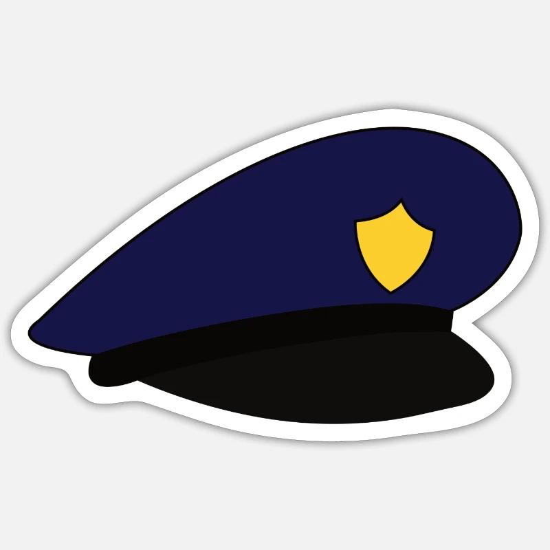 Polizeimütze Mütze Polizei - Sticker Größe S (10 x 10 cm) - Mattweiß