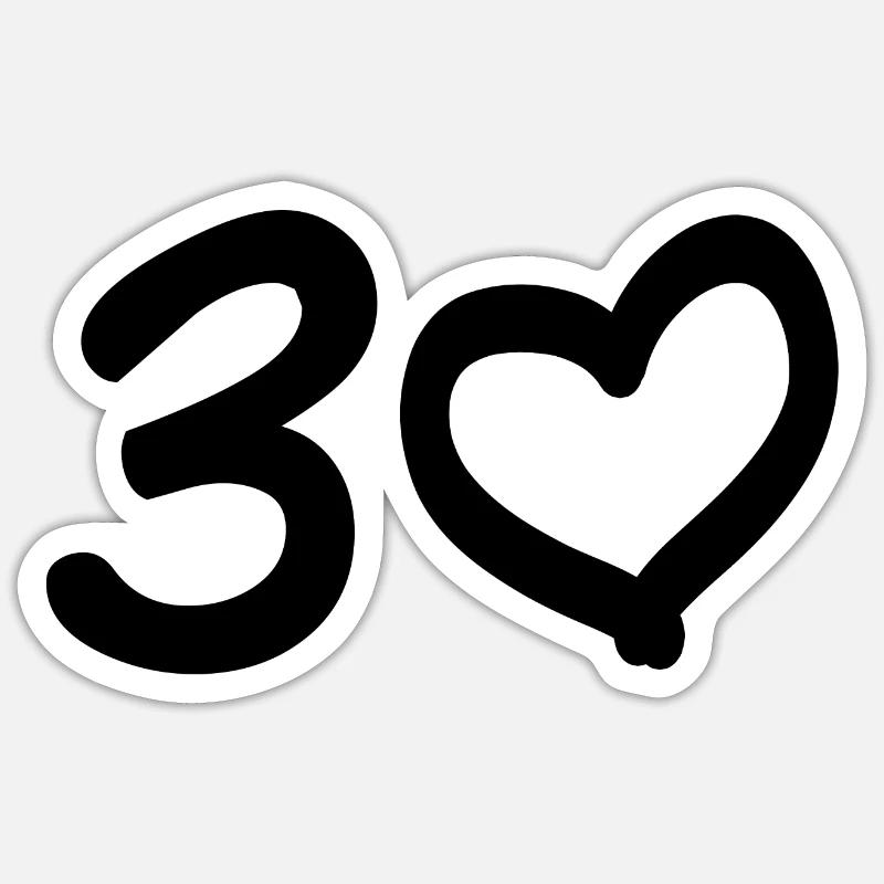 30 år fødselsdag hjerte gave - Sticker størrelse S (10 x 10 cm) - mat hvid