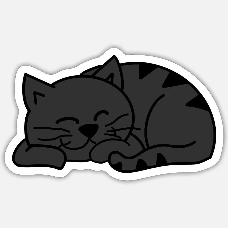 Sleeping cat in red Sticker size S (10 x 10 cm)