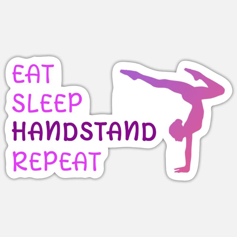 Eat Sleep Handstand Répéter - Sticker taille S (10 x 10 cm) - blanc mat