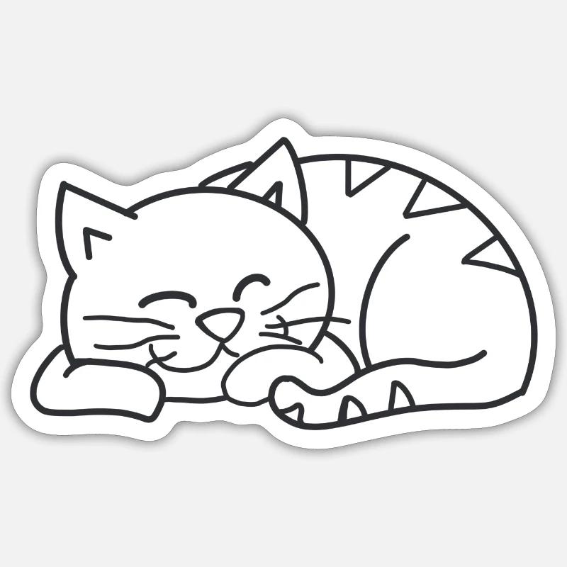 Chat endormi Sticker taille S (10 x 10 cm)