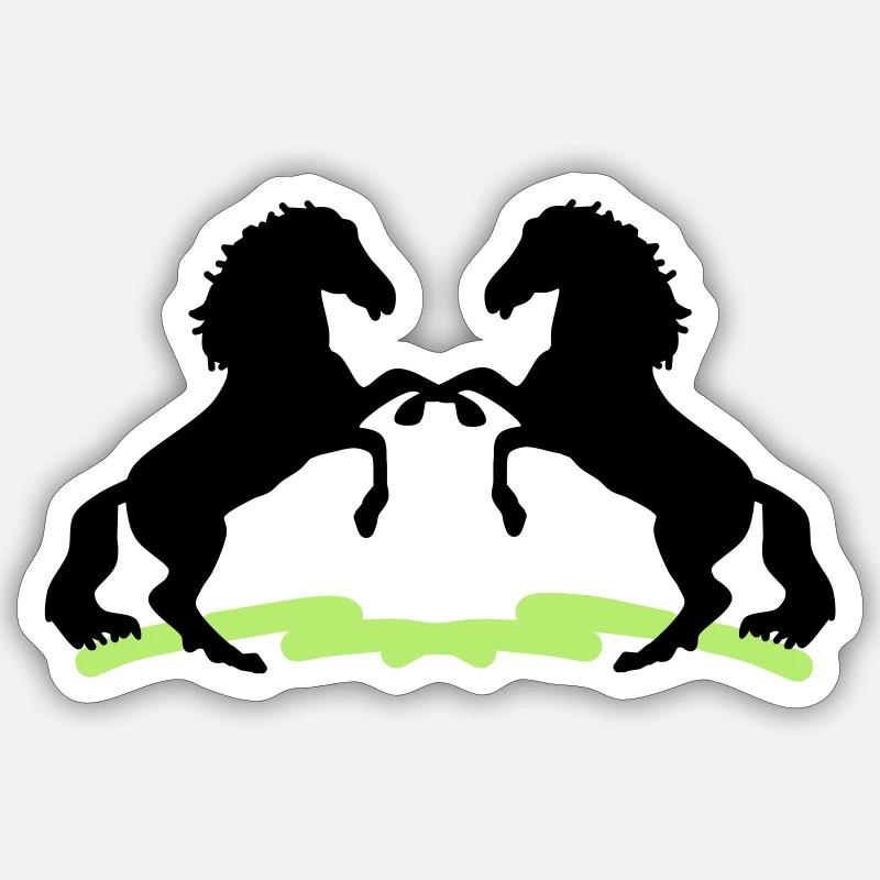 Chevaux - Sticker taille S (10 x 10 cm) - blanc mat