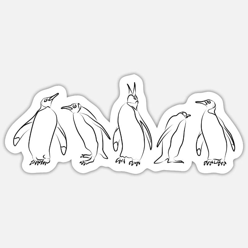 Pinguin Groupies - Sticker Größe S (10 x 10 cm) - Mattweiß