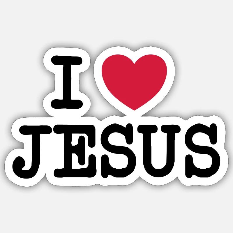 J’aime Jésus - Sticker taille S (10 x 10 cm) - blanc mat