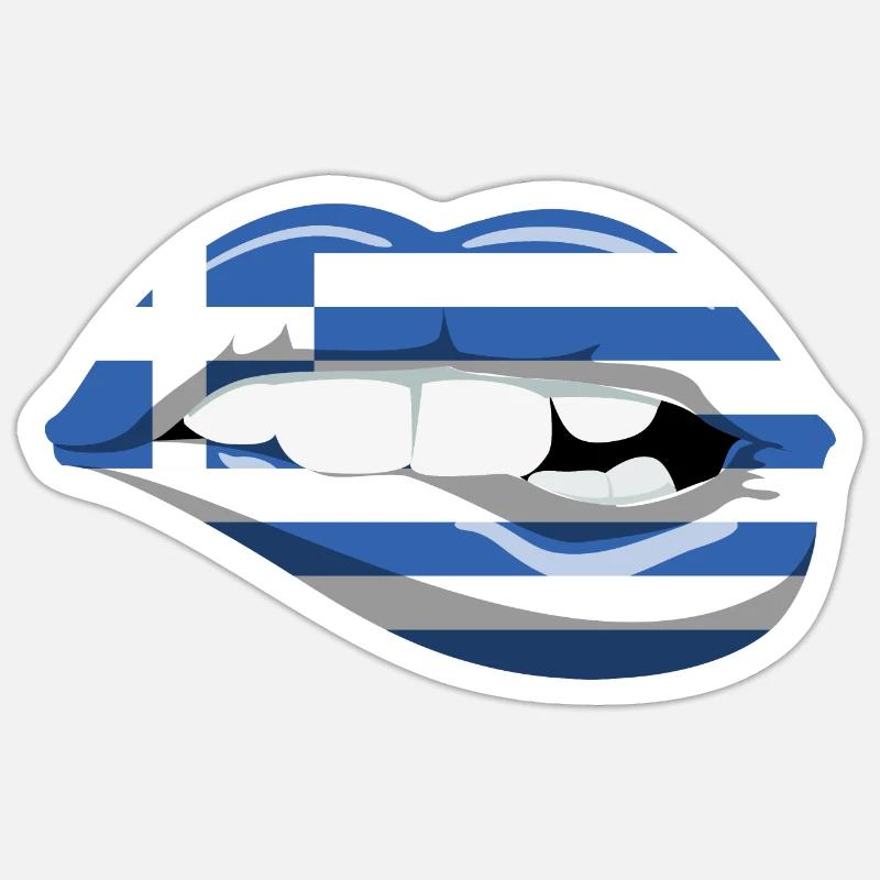 Grèce Drapeau Lips Hellas Athènes Crète Kos Sticker taille S (10 x 10 cm)
