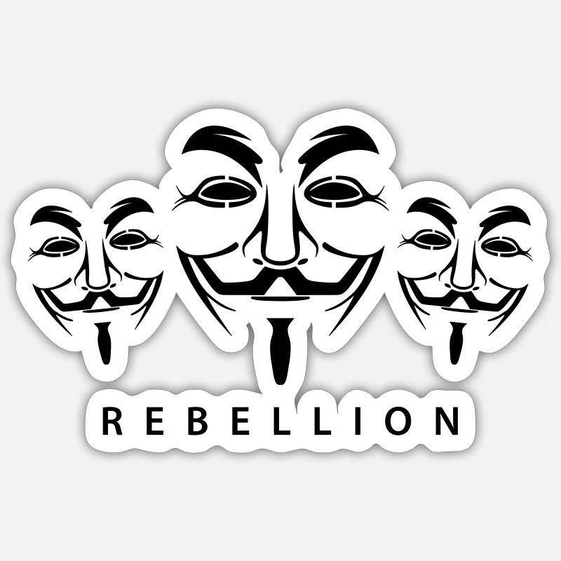 Anonymous Rebellion - Sticker Größe S (10 x 10 cm) - Mattweiß