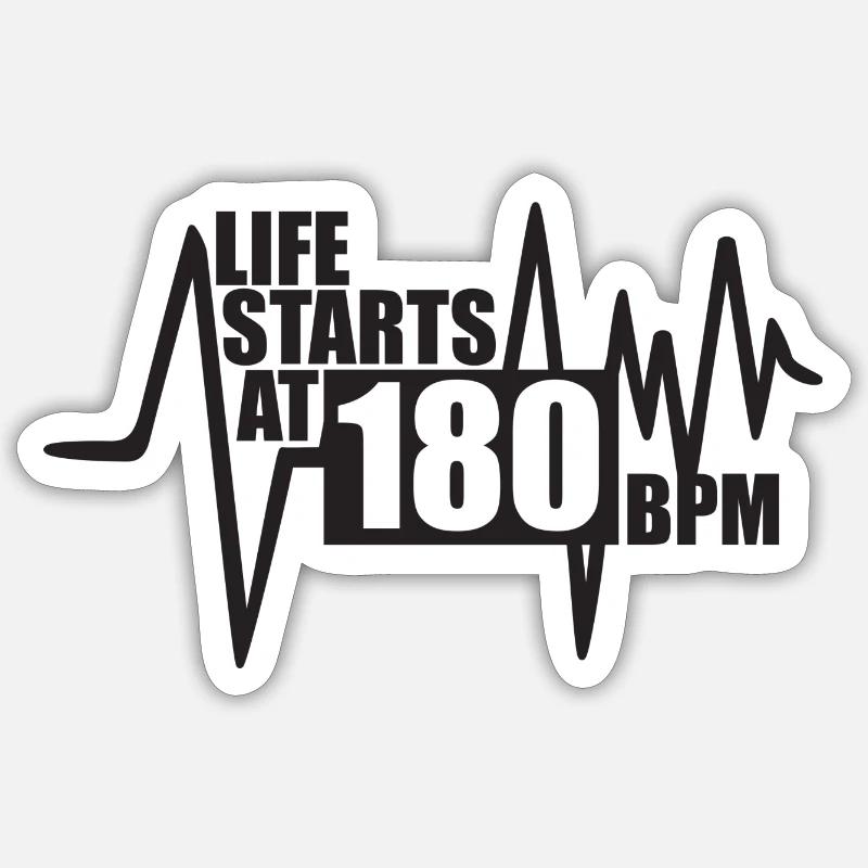 Das Leben beginnt bei 180 BPM - Sticker Größe S (10 x 10 cm) - Mattweiß