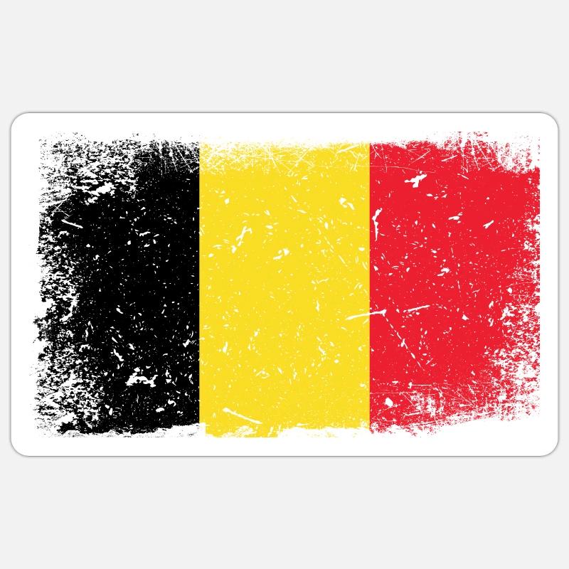 Belgique Drapeau - Sticker taille S (10 x 10 cm) - blanc mat
