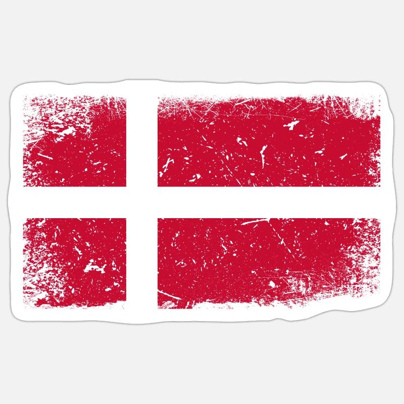 Drapeau danemark - Sticker taille S (10 x 10 cm) - blanc mat