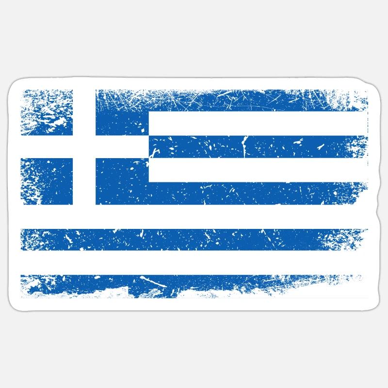 Drapeau de la grèce - Sticker taille S (10 x 10 cm) - blanc mat