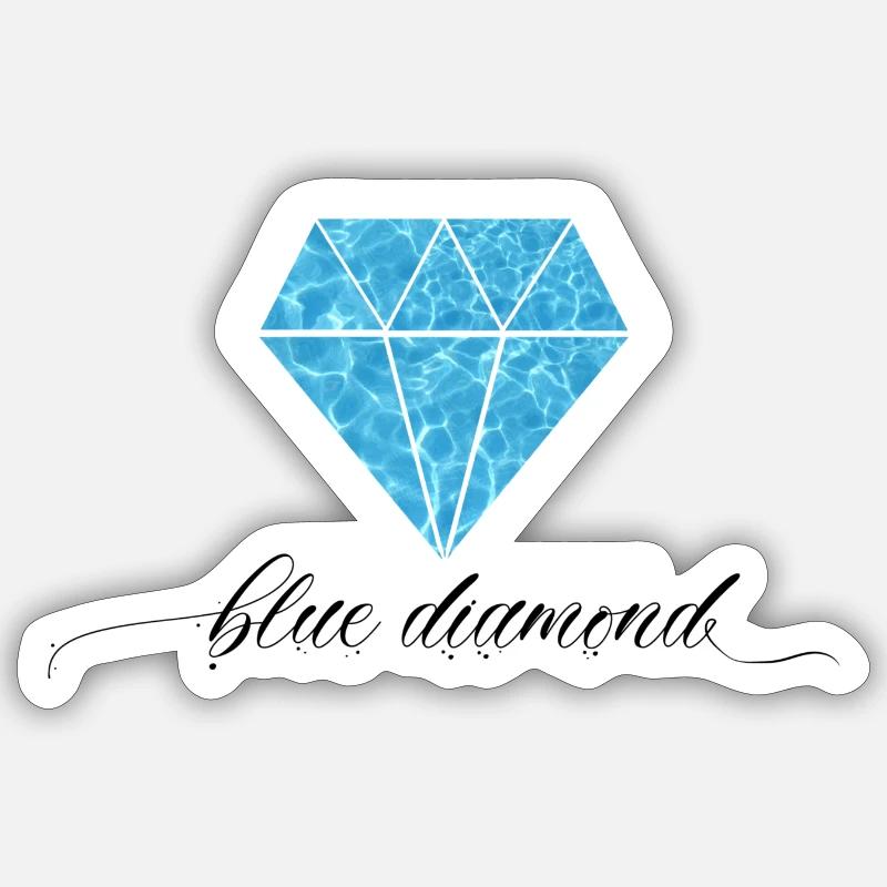 Blue Diamond - Blauer Diamant - Sticker Größe S (10 x 10 cm) - Mattweiß