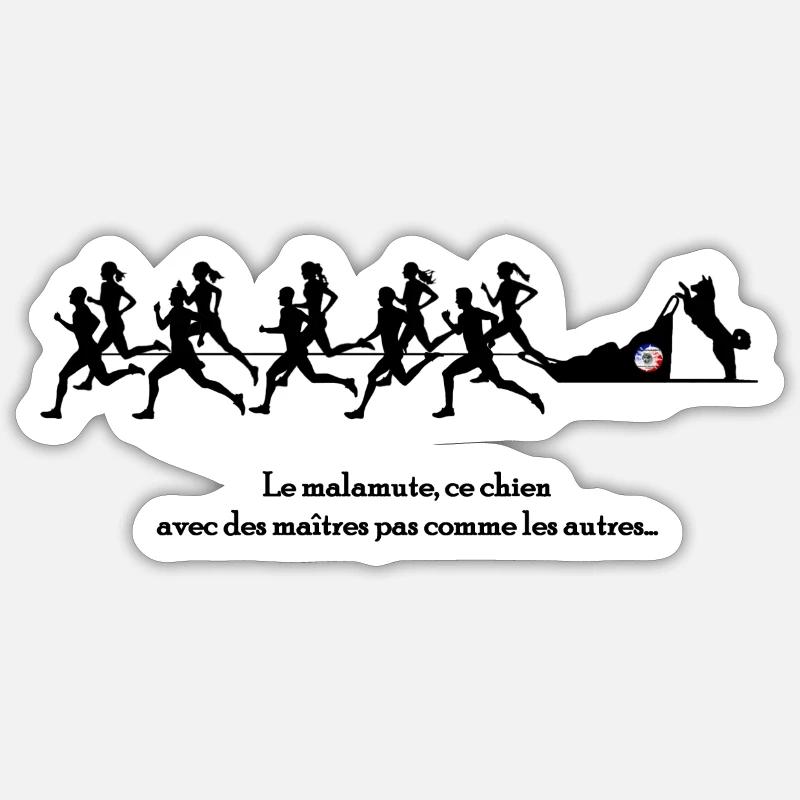 Malamute power - Sticker taille S (10 x 10 cm) - blanc mat