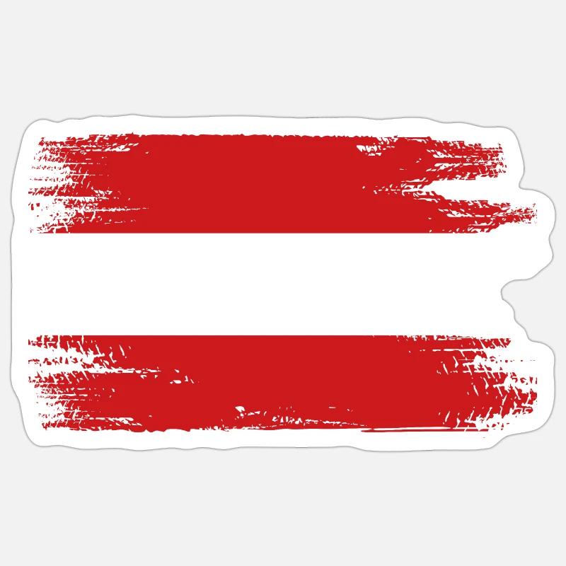 Autriche Drapeau autrichien - Sticker taille S (10 x 10 cm) - blanc mat