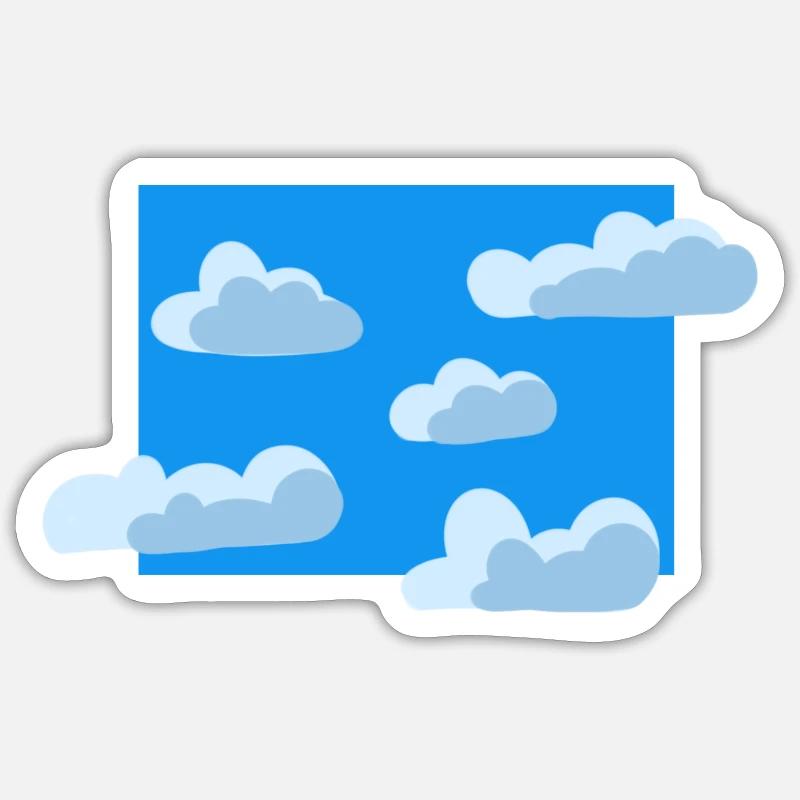 Blauer Wolkenhimmel - Sticker Größe S (10 x 10 cm) - Mattweiß