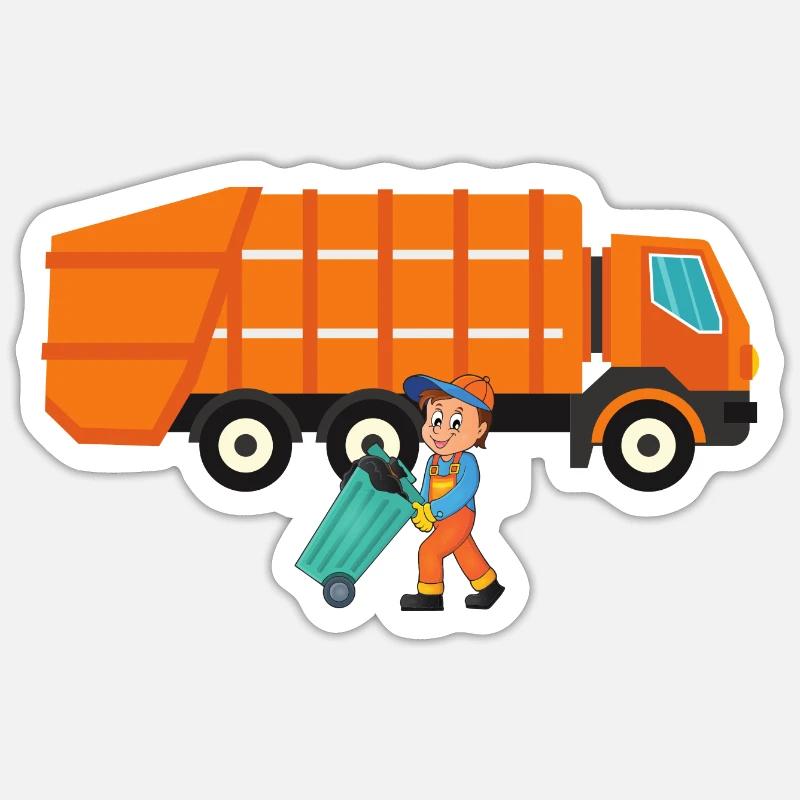 Müllauto Müllwagen Berufe Müllmann Müllabfuhr Sticker Größe S (10 x 10 cm)