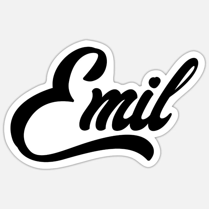 Emil Name Schwarz - Sticker Größe S (10 x 10 cm) - Mattweiß
