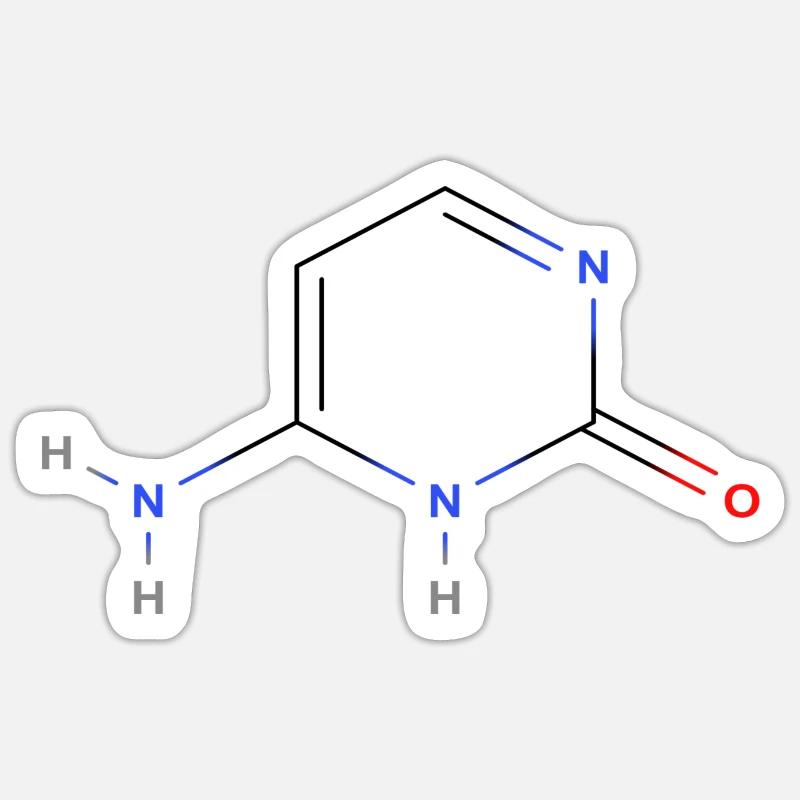 Molécule de cytosine - Formule structurale colorée Sticker taille S (10 x 10 cm)