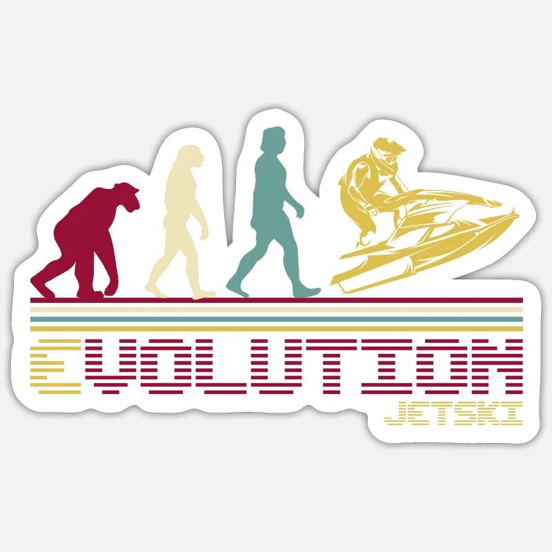 Jetski Evolution Retro - Sticker Größe S (10 x 10 cm) - Mattweiß