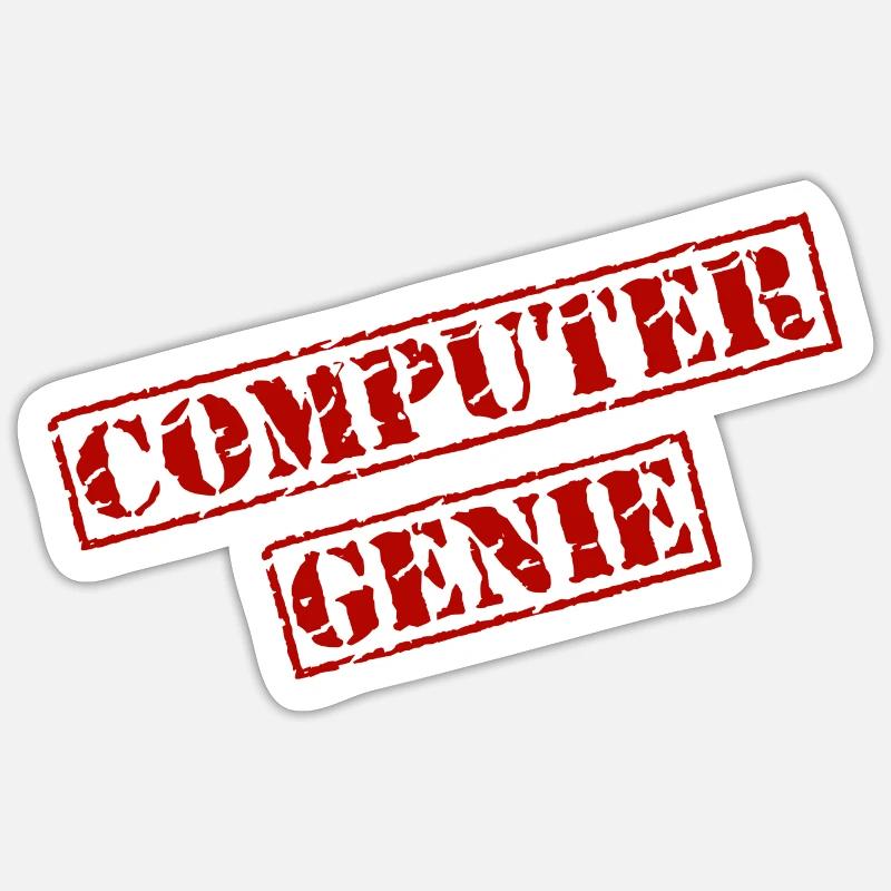 Stempel "Computergenie" - Sticker Größe S (10 x 10 cm) - Mattweiß