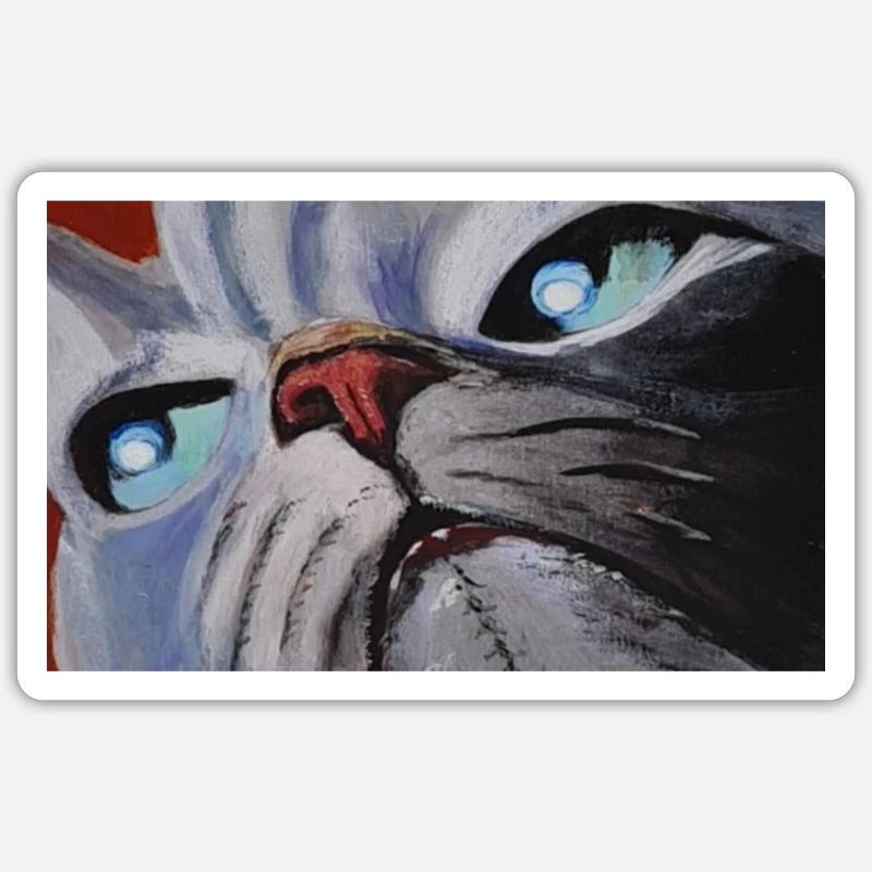 Bande dessinée de chat - Sticker taille S (10 x 10 cm) - blanc mat