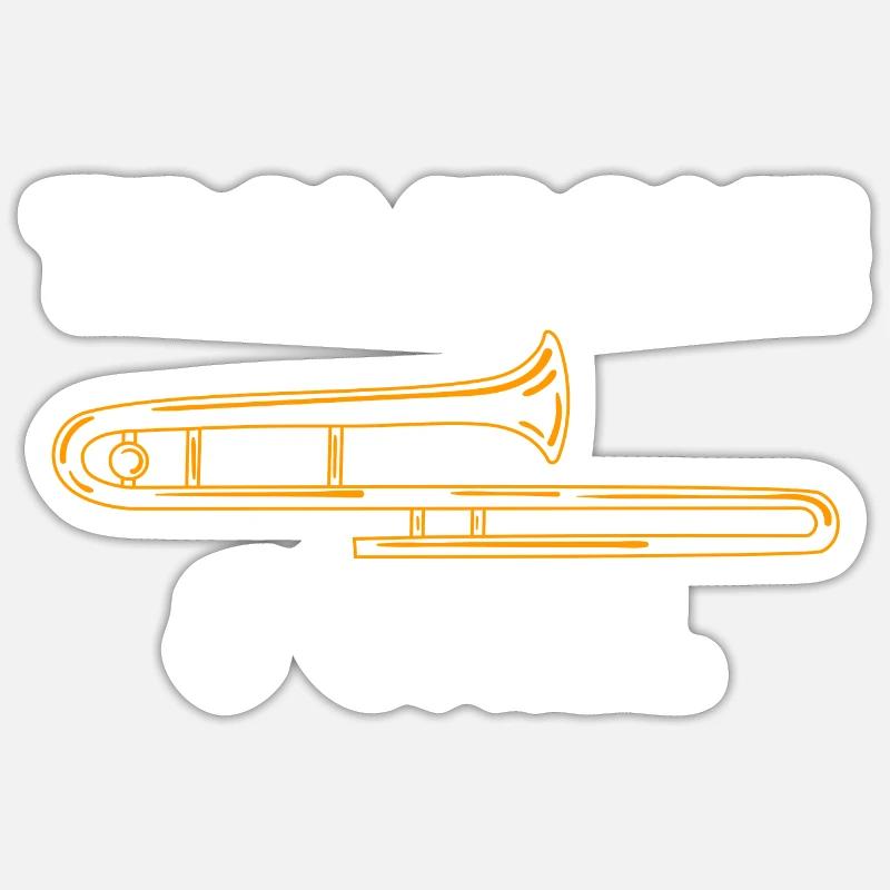 Trombone - Sticker taille S (10 x 10 cm) - blanc mat