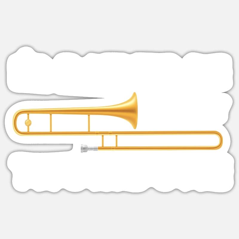 Trombone trombone trombone trombone don trombones - Sticker taille S (10 x 10 cm) - blanc mat