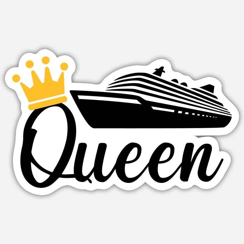 Croisière Queen - Sticker taille S (10 x 10 cm) - blanc mat