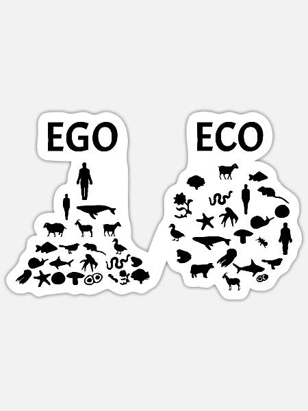 T shirt vegan "ego ego" - Sticker Größe S (10 x 10 cm) - Mattweiß