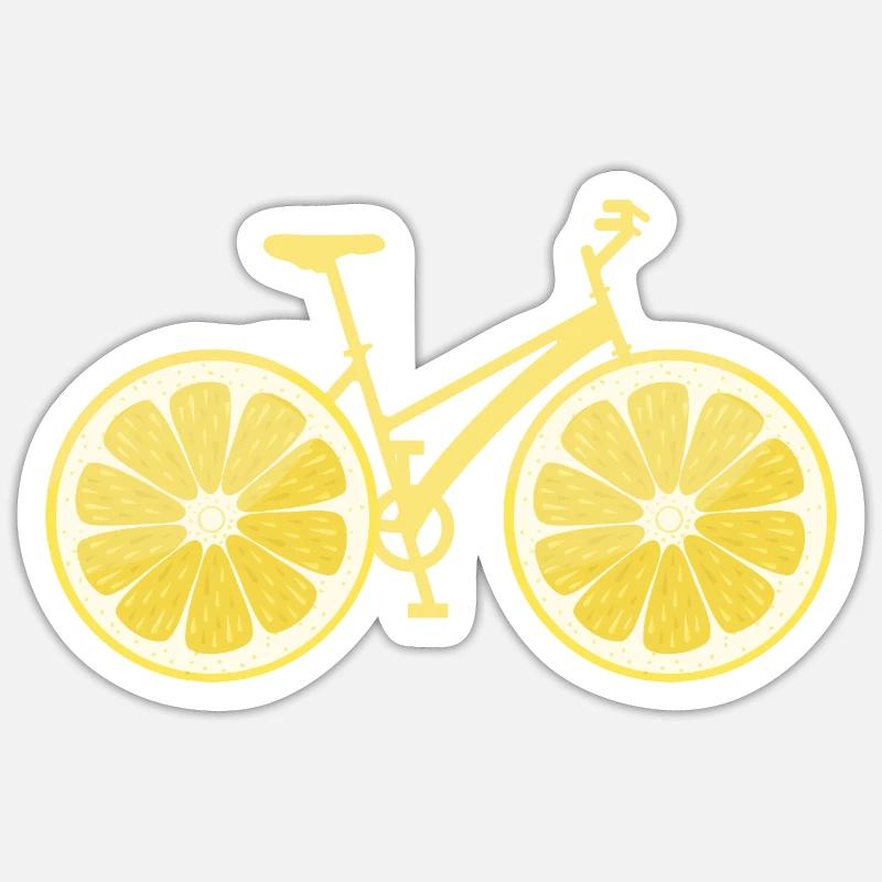 Bicicletta limone - Sticker formato S (10 x 10 cm) - bianco opaco