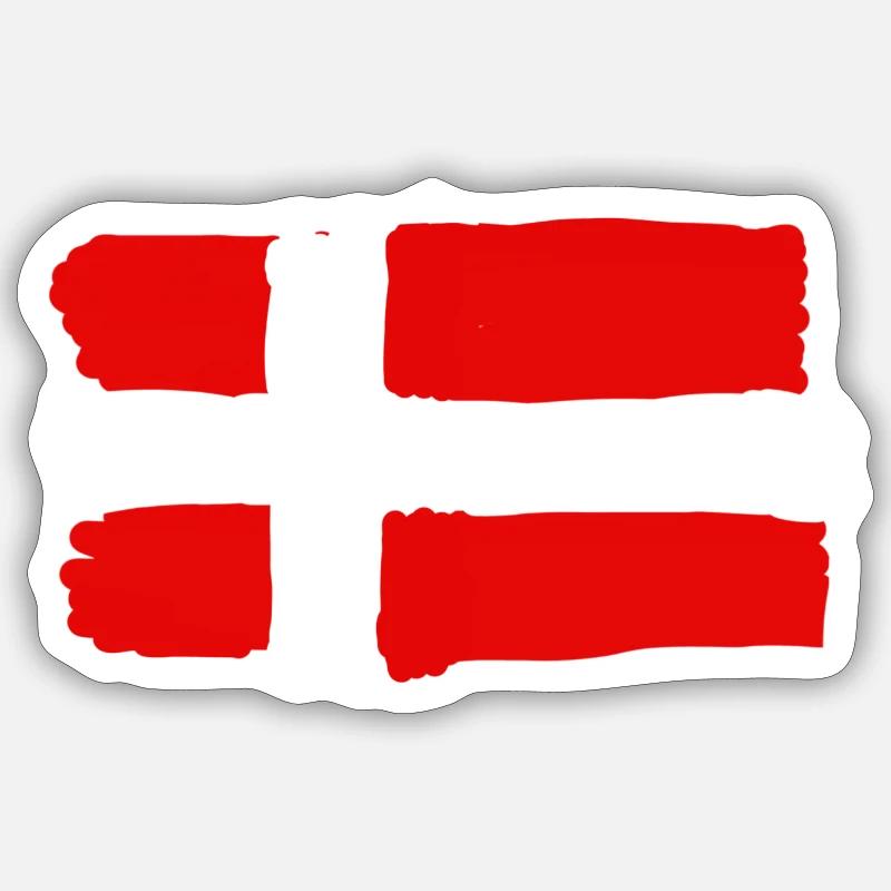 Drapeau danois - Sticker taille S (10 x 10 cm) - blanc mat