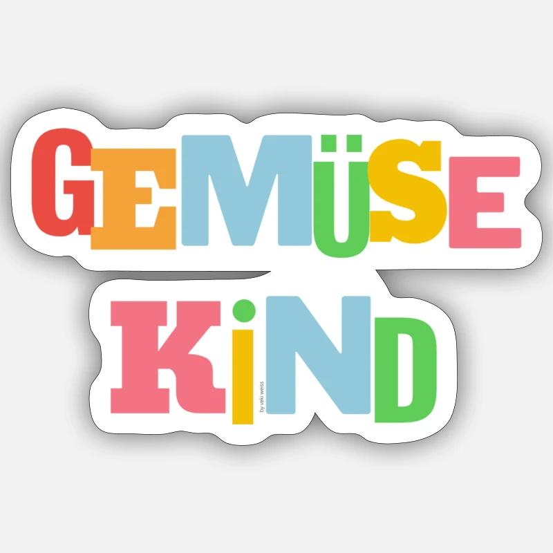 gemüse kind, bunt - Sticker Größe S (10 x 10 cm) - Mattweiß