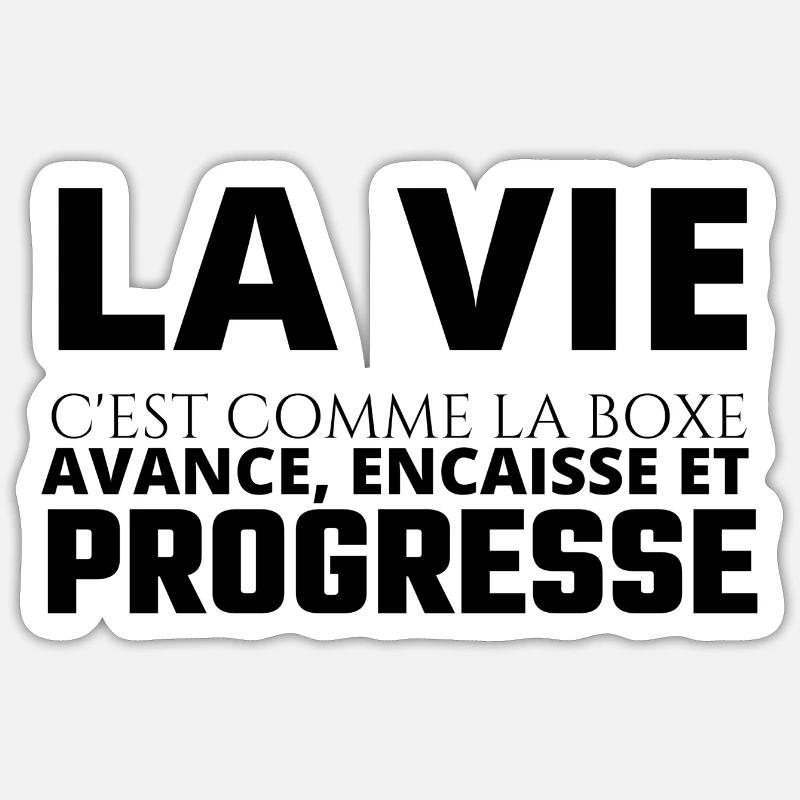 La vie c'est comme la boxe Sticker taille S (10 x 10 cm)