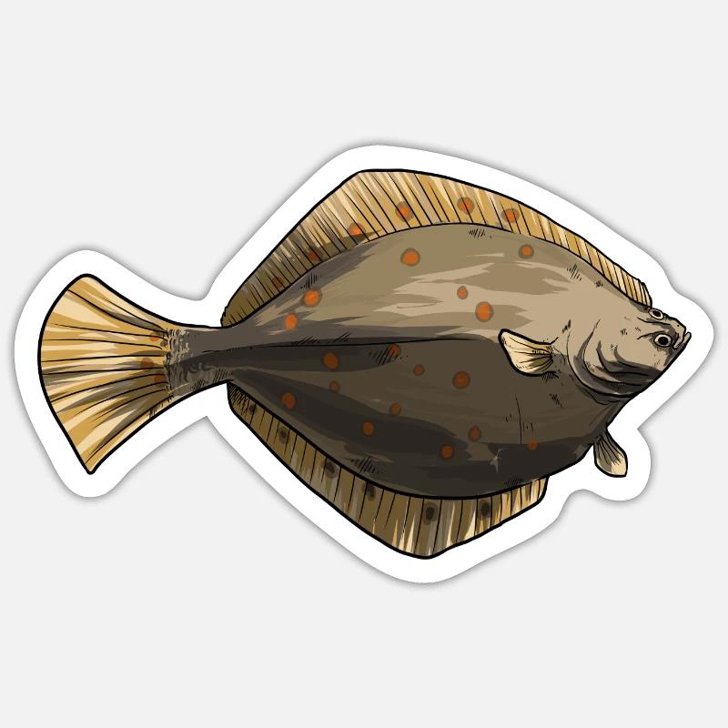 Plaice Halibut - Sticker size S (10 x 10 cm) - white matte