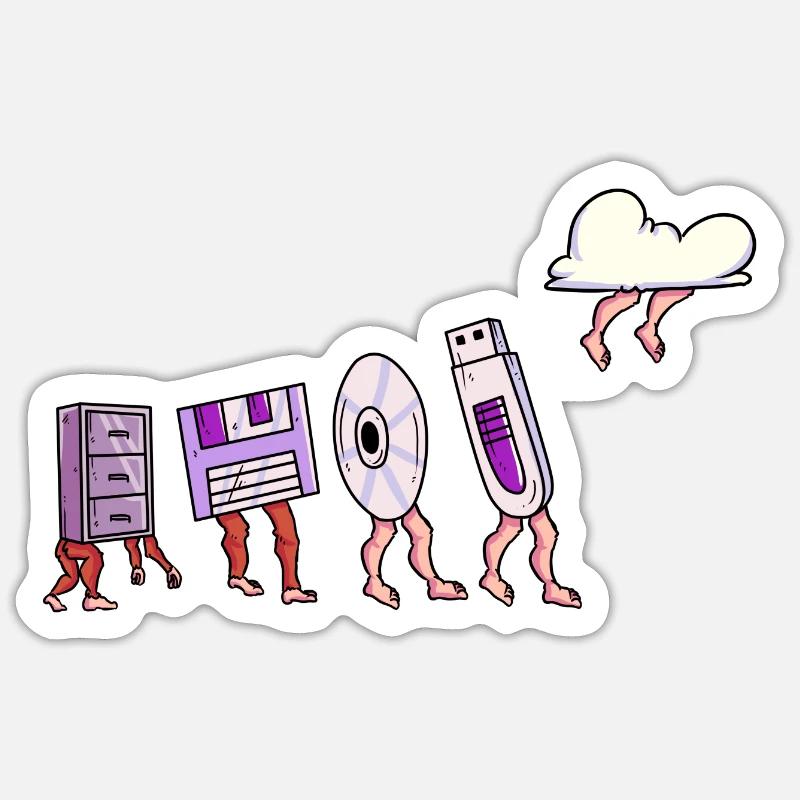 Évolution des supports de données pour les développeurs - Sticker taille S (10 x 10 cm) - blanc mat