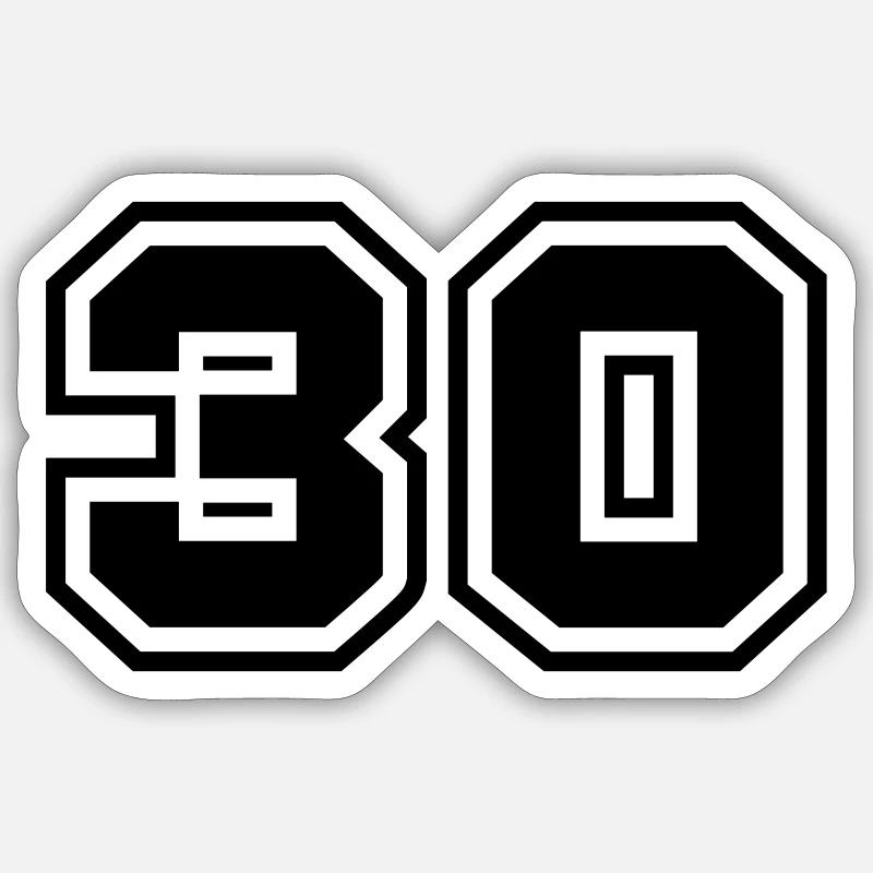 30 number symbol - Sticker size S (10 x 10 cm) - white matte