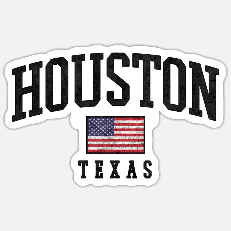 Drapeau du Texas à Houston - Sticker taille S (10 x 10 cm) - blanc mat