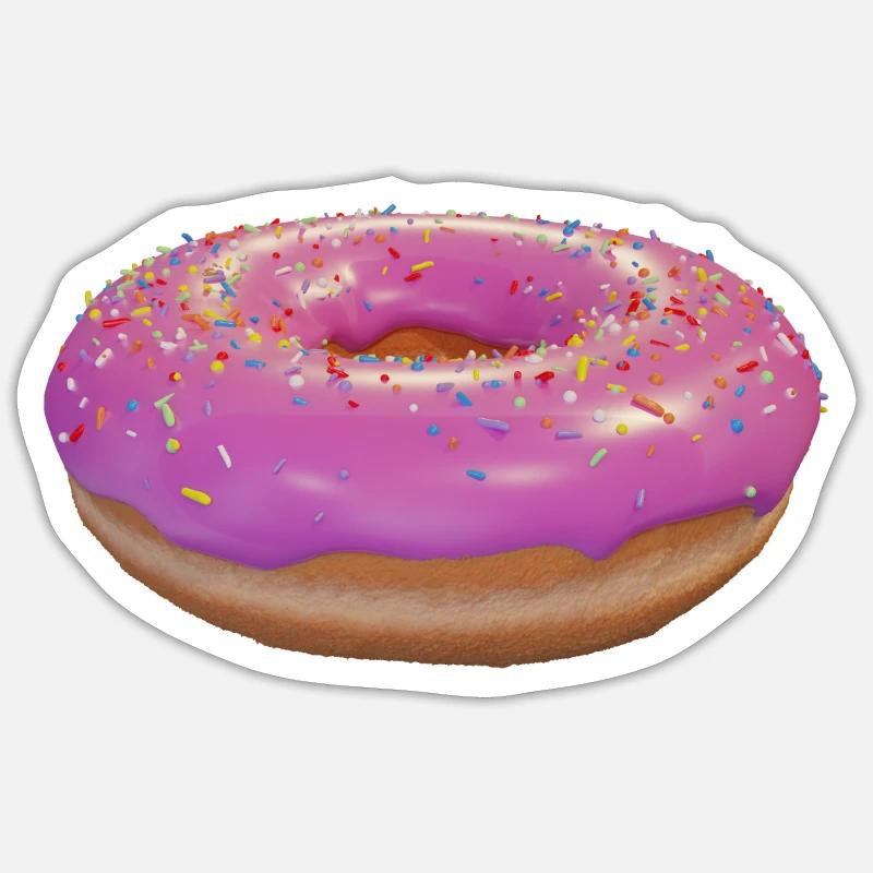 Beignet rose saupoudré - Sticker taille S (10 x 10 cm) - blanc mat