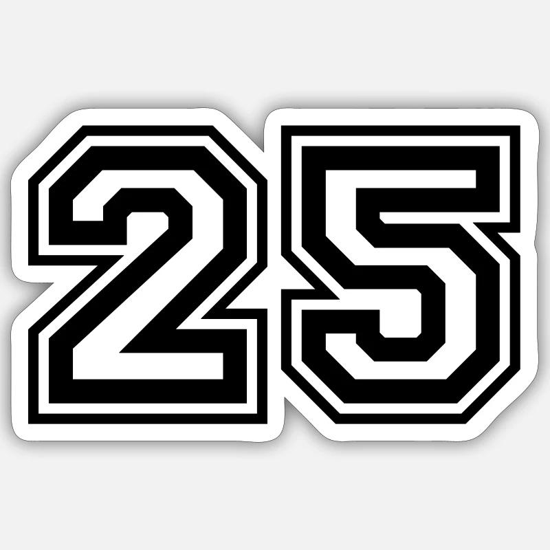 Numéro 25 Sticker taille S (10 x 10 cm)