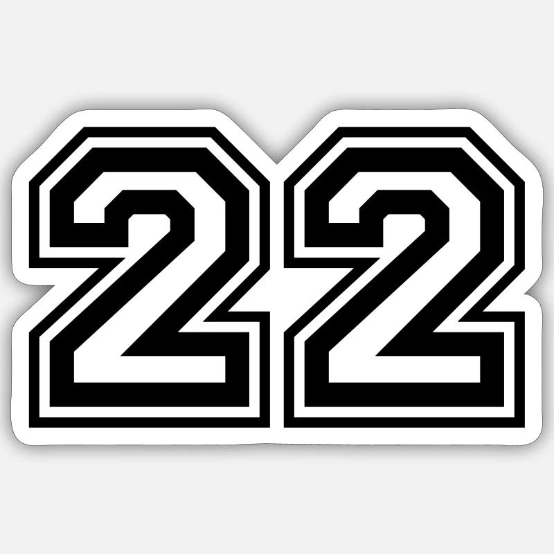 22 Numéro de numéro - Sticker taille S (10 x 10 cm) - blanc mat