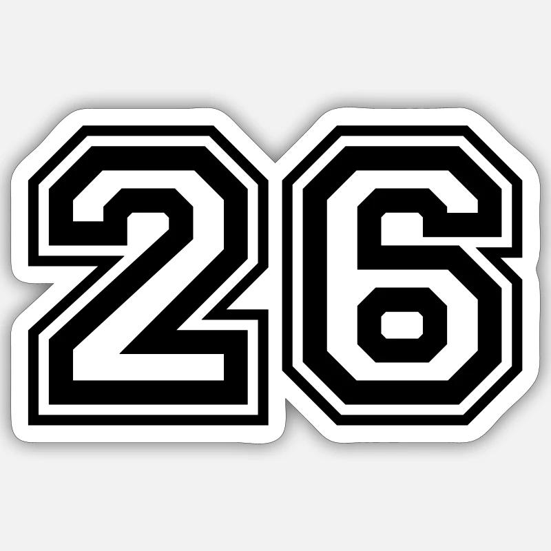 26 Numéro de numéro - Sticker taille S (10 x 10 cm) - blanc mat
