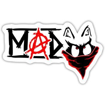 Bandanarchie mad coon - Sticker taille S (10 x 10 cm) - blanc mat - Devant