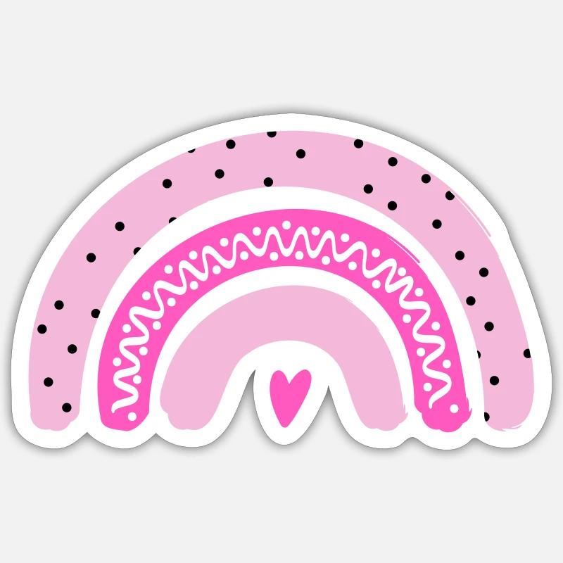 Rosa Regenbogen mit Herz Sticker Größe S (10 x 10 cm)