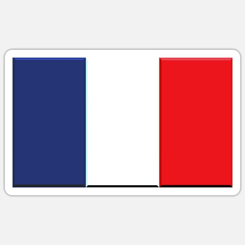 drapeau français - Sticker taille S (10 x 10 cm) - blanc mat